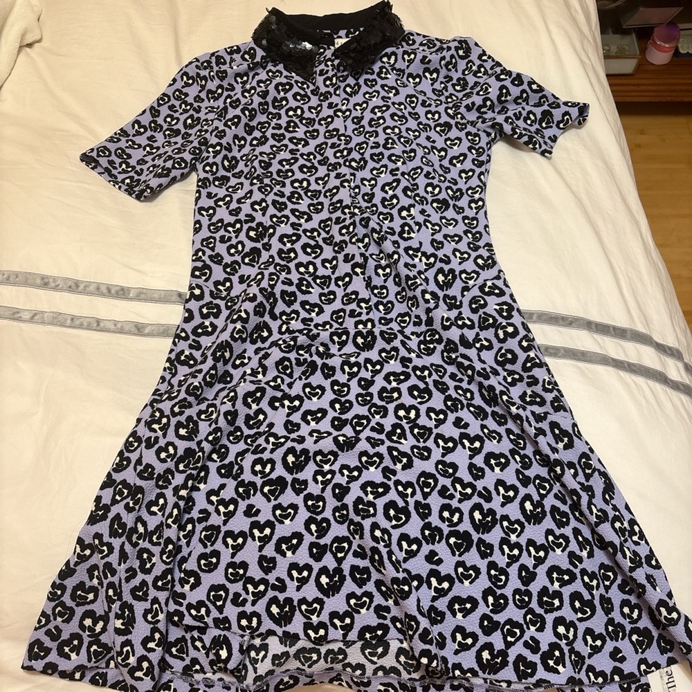 SANDRO Purple Heart Print Dress